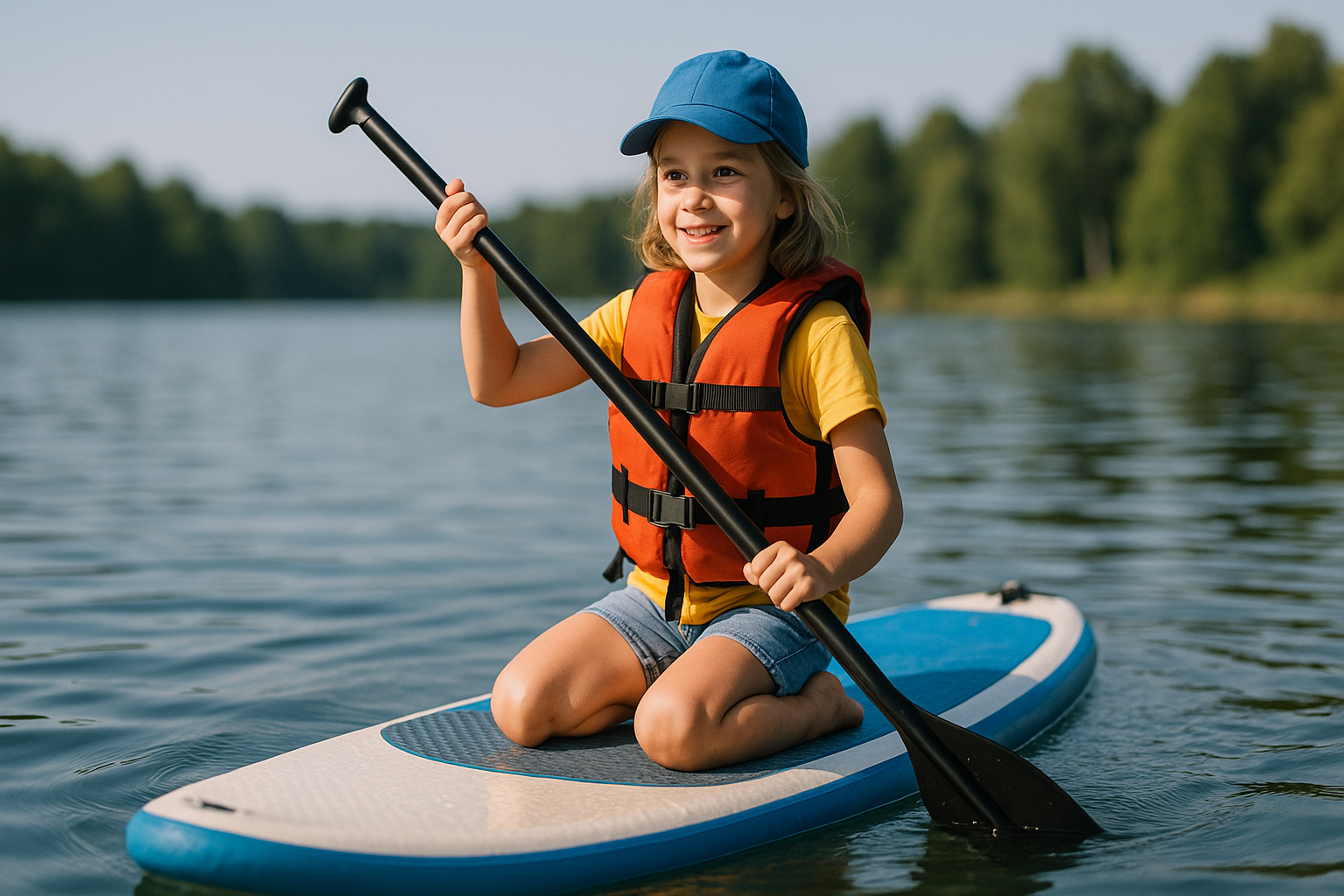 Otrok na SUP deski