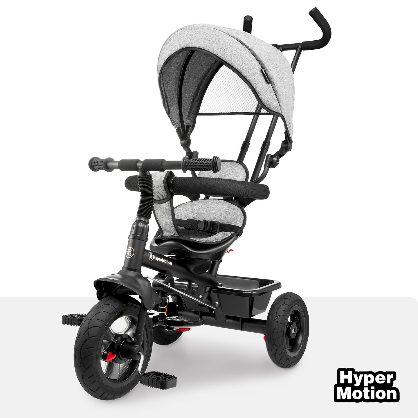 Tricikel za otroke od 1 do 4 let - TOBI FREY - siva barva - vrtljiv - kolesa s črpalko + tlačilka