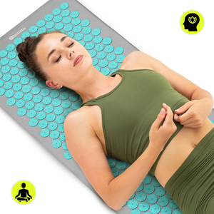 Velika akupresurna podloga z blazino in prevleko - 130 cm HyperMotion sivo-mint