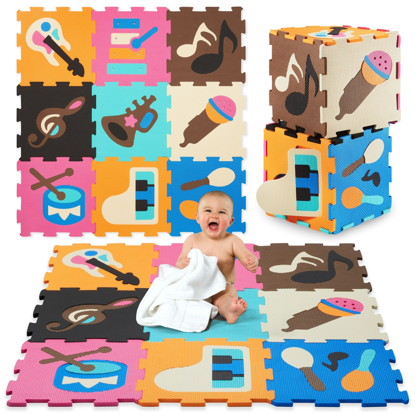 Izobraževalna penasta podloga za sestavljanke 90 x 90 x 1cm - EVA pena - oblika: instrumenti