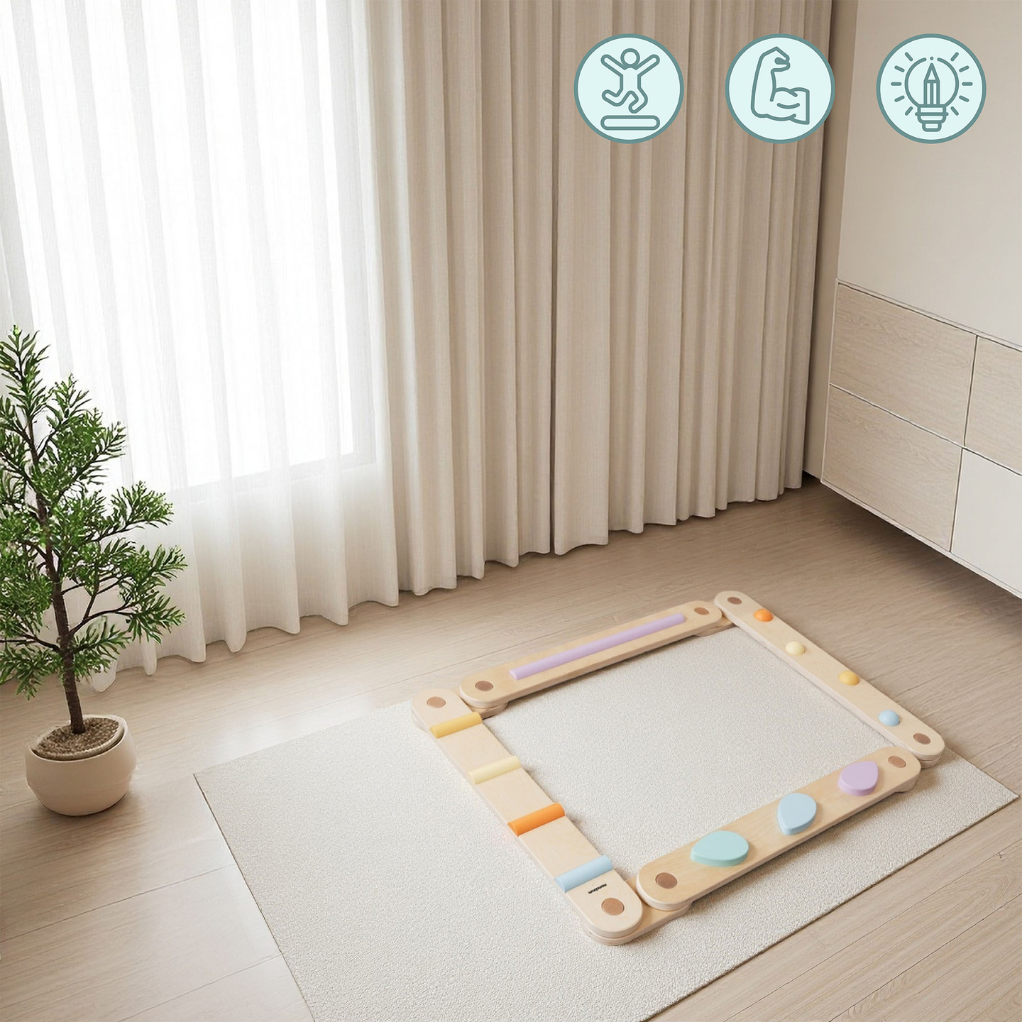 Velika lesena senzorična pot - steza za ravnotežje - 9 elementov