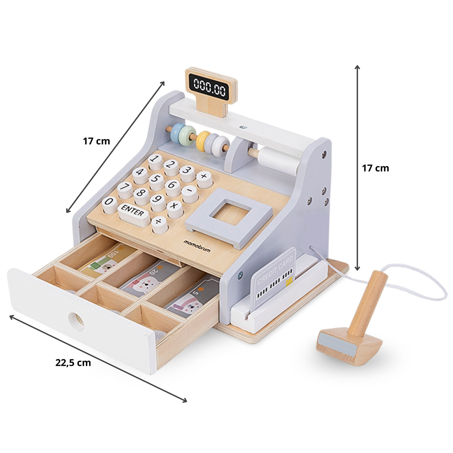 Lesena blagajna z dodatki