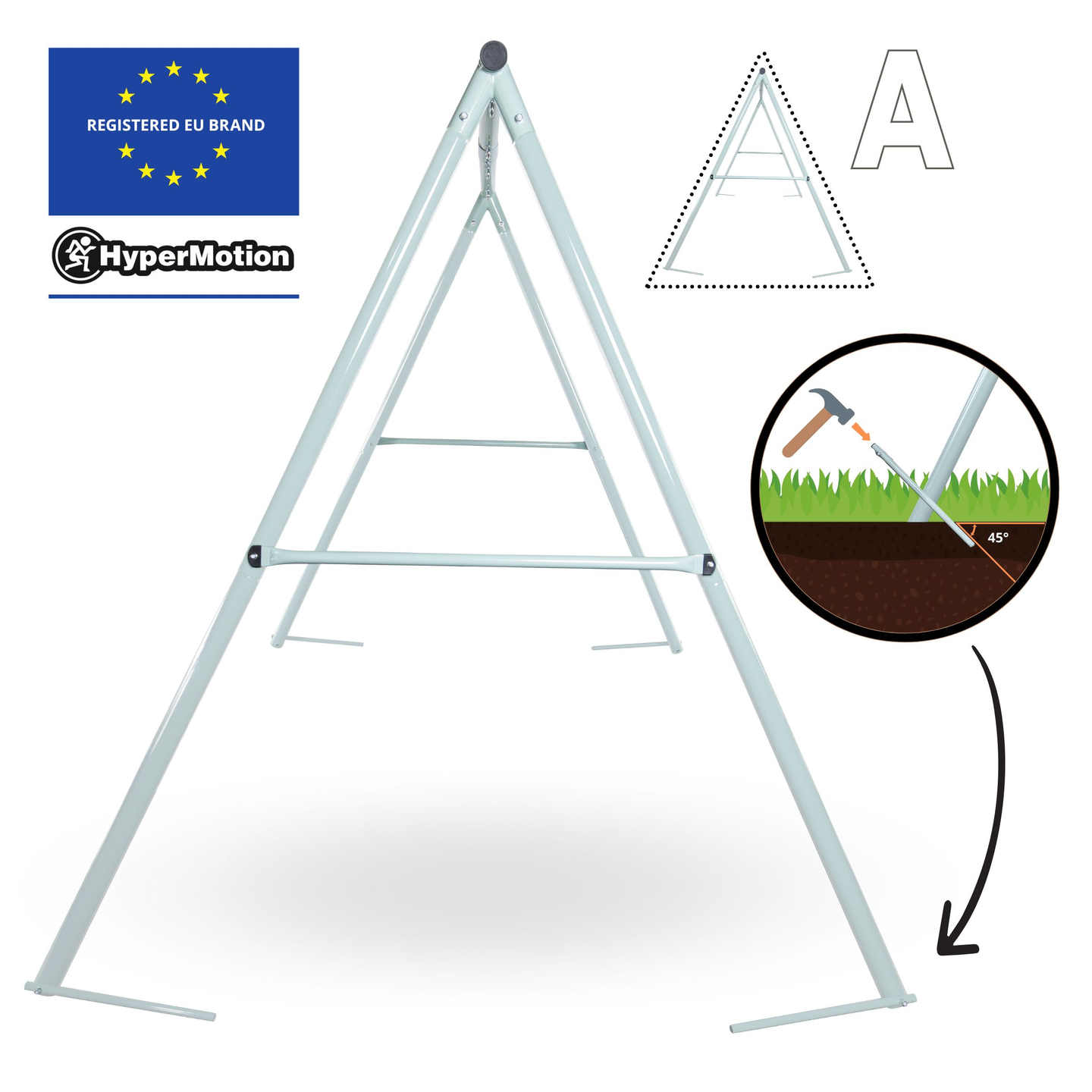 Dvojna vrtna gugalnica z okvirjem in vrvmi - sedež in gnezdo štorklje