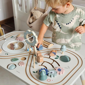 Izobraževalna lesena miza 10v1 z živalmi in vlakom