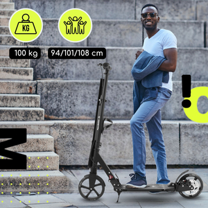 Dvokolesni skuter za mlajše odrasle - z amortizerjem - HyperMotion Skyline - črna, aluminij - 100 kg