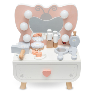 Lesena mini toaletna mizica z LED osvetlitvijo - Butterfly