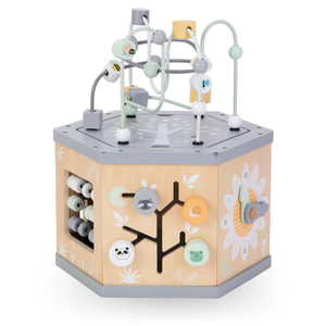 Lesena interaktivna izobraževalna kocka 7 v 1 - motorična zanka