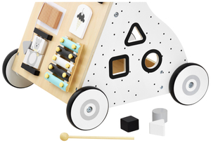 Lesena, izobraževalna otroška hojica / voziček - manipulativna tabla