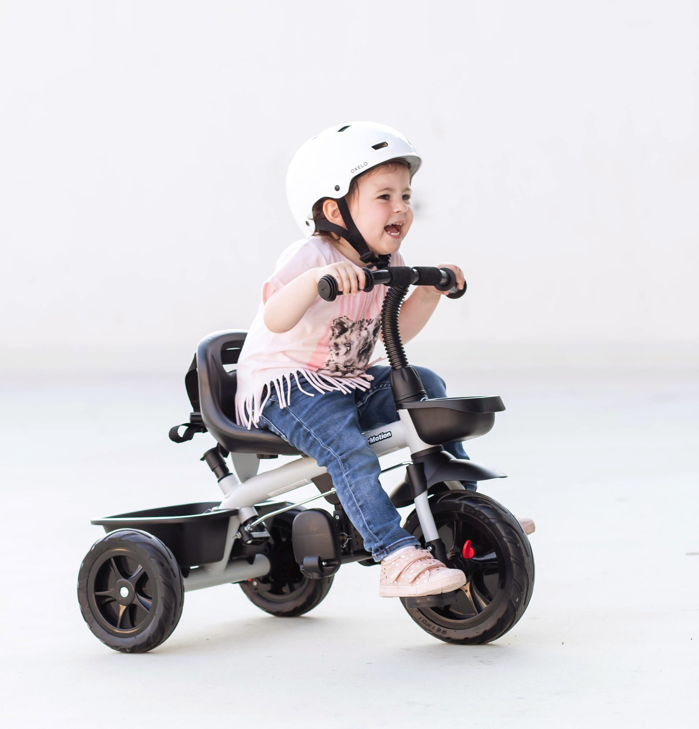 HyperMotion TOBI VECTOR tricikel - večna napihljiva kolesa + tlačilka. Barva: svetlo siva.