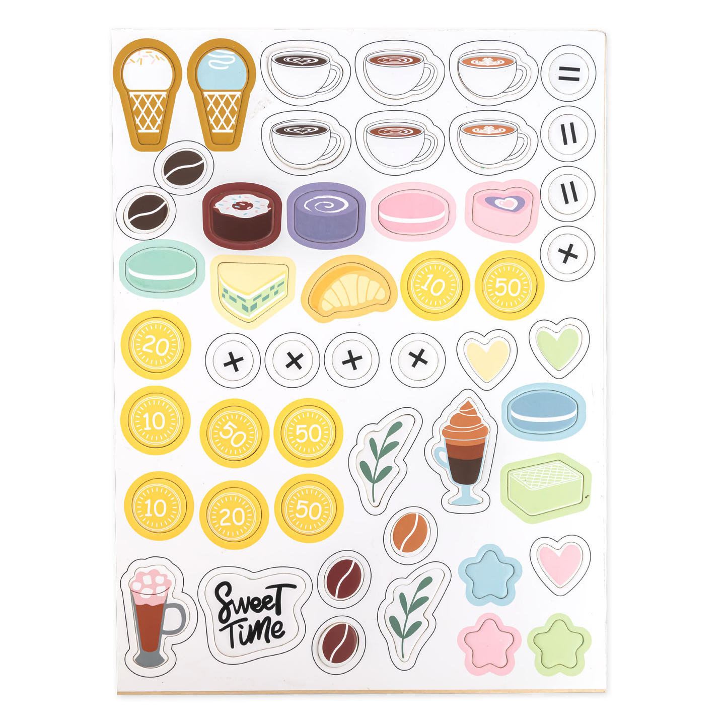 Velika lesena sladoledarna z magnetno tablo, aparatom za kavo ter setom za sladoled in sladice - več kot 70 kosov!