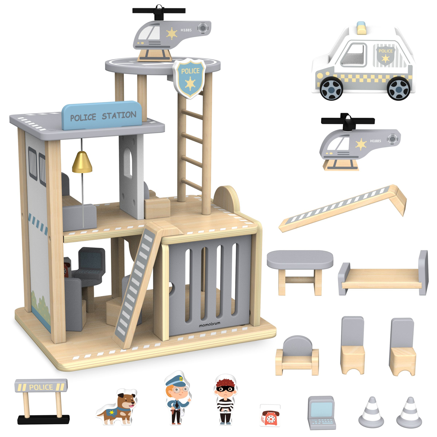 Lesena policijska postaja z dodatki