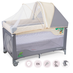 Potovalna posteljica 0 - 36 m s previjalno mizo + ograja Moby-System HUXLEY