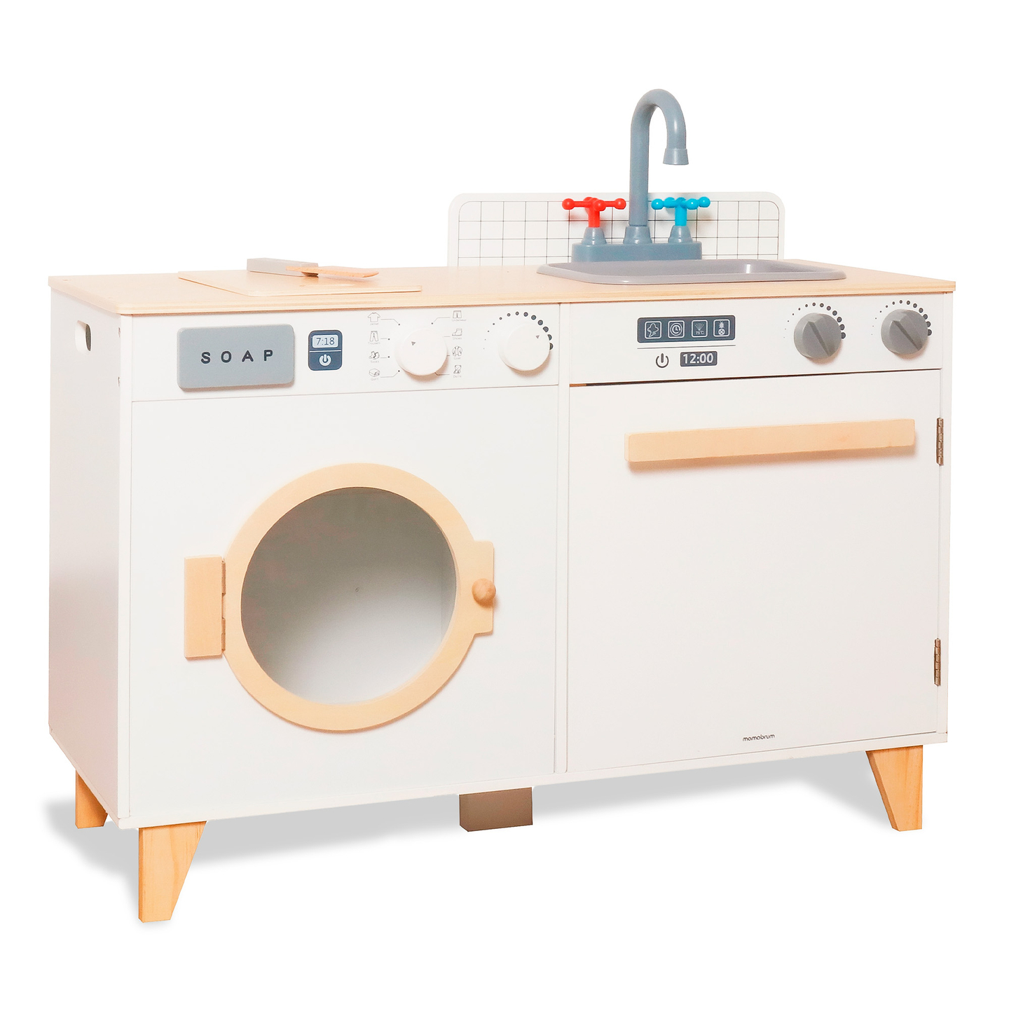 Lesena pralnica in kuhinja - domači set 2 v 1 za otroke