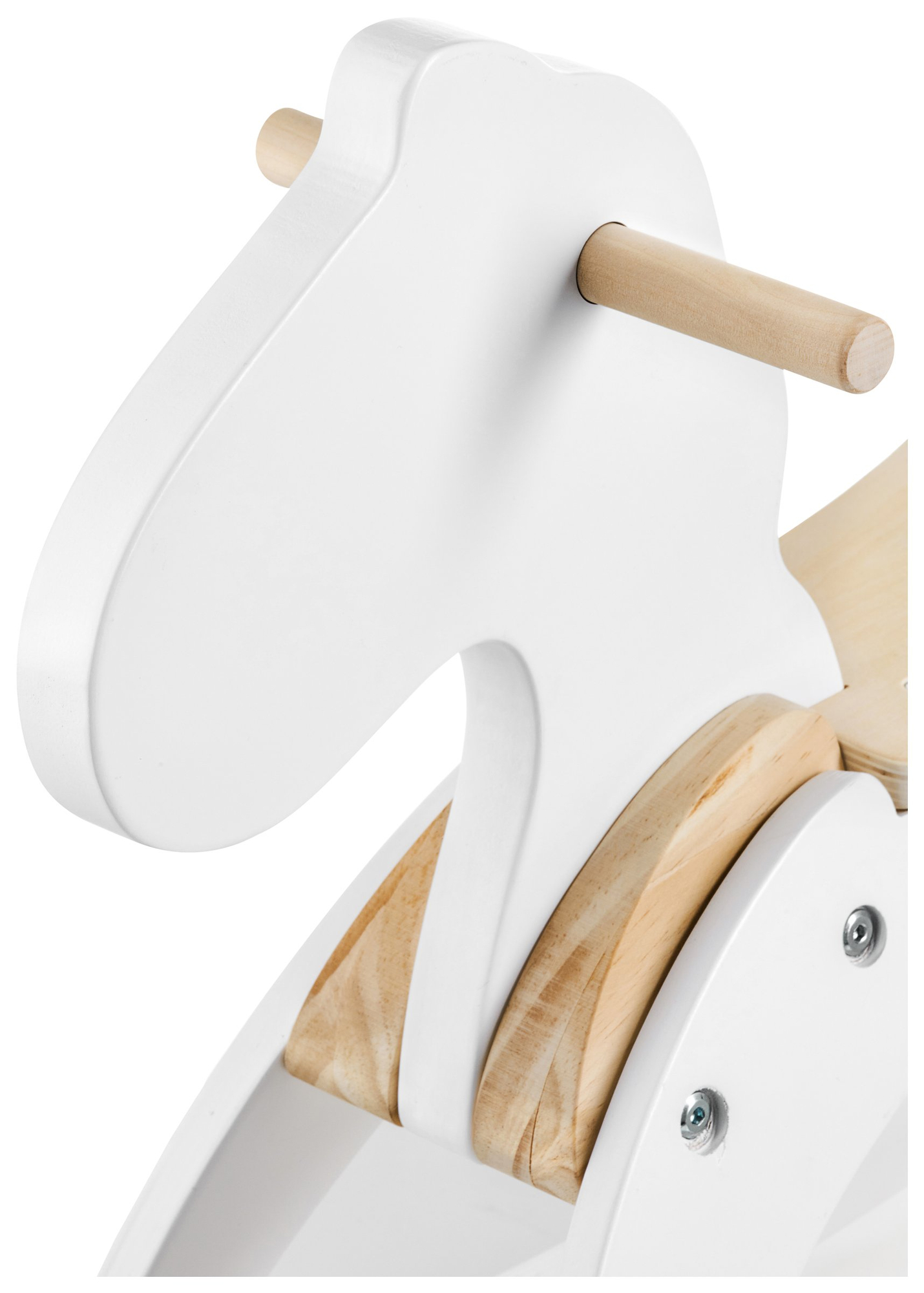 Leseni gugalni konjiček - bel - od 12 mesecev.