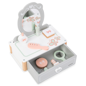 Lesena otroška toaletna mizica z dodatki