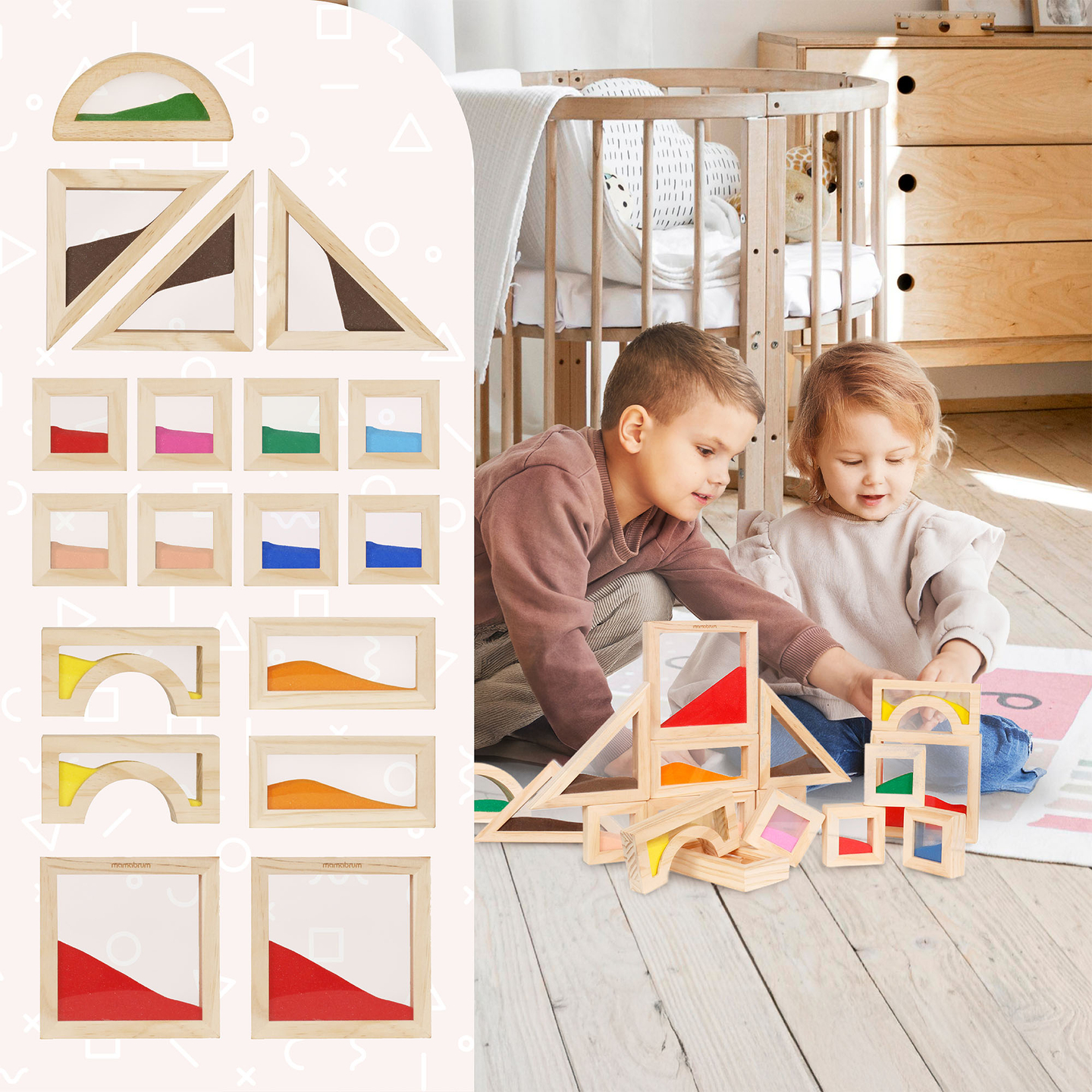 Leseni senzorični bloki - 18 kosov