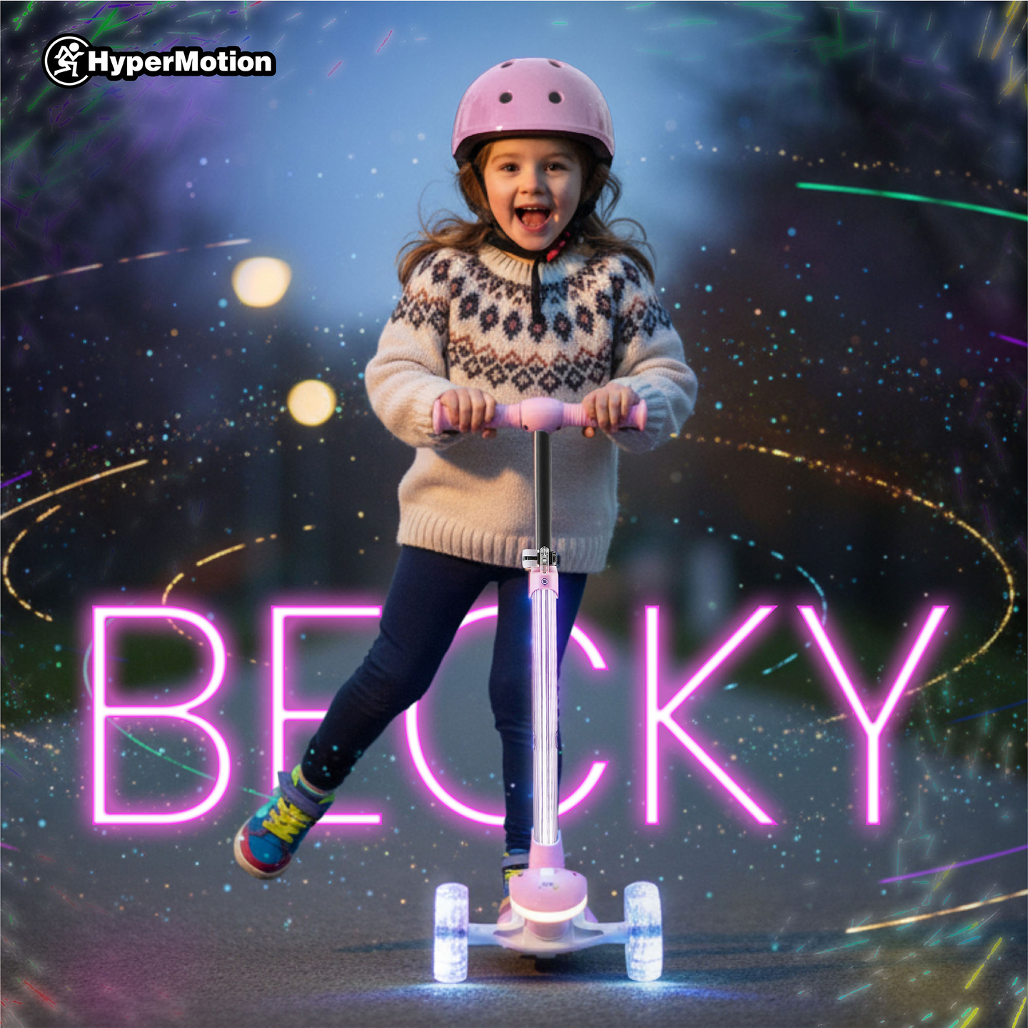 HyperMotion BECKY balansirni skiro - RGB LED osvetlitev, roza