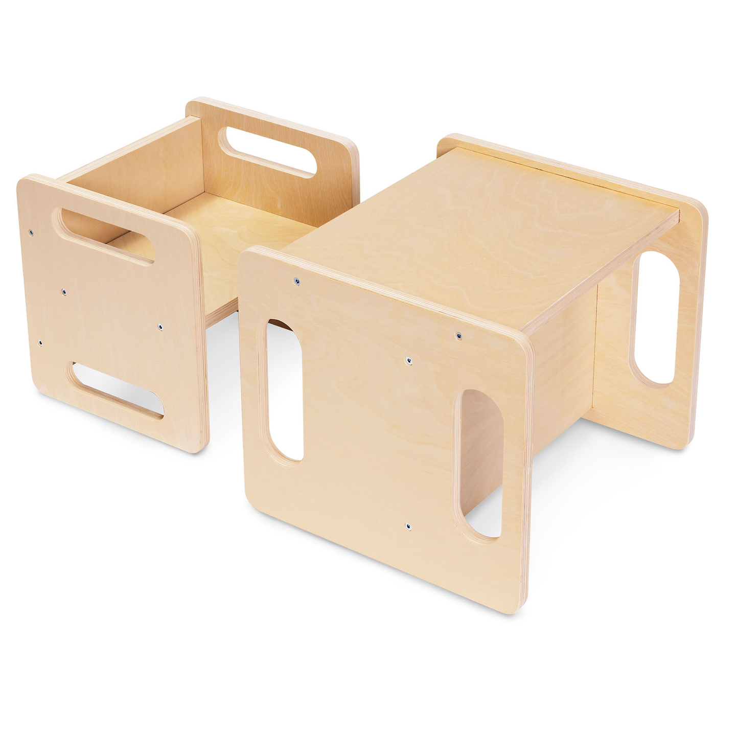 Lesena miza in stol s funkcijo stopnice – večnamenski Montessori komplet za otroke