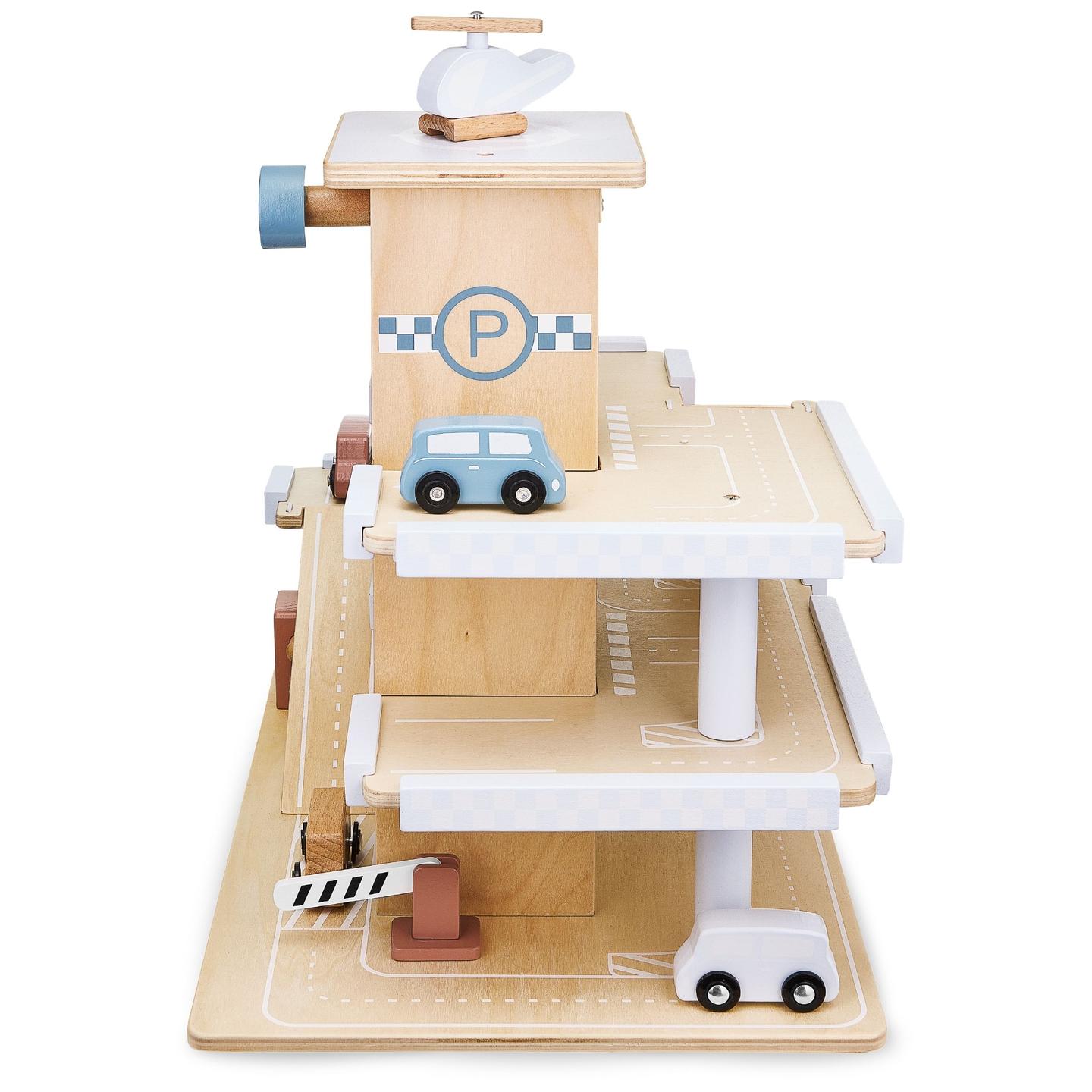 Leseno trinadstropno parkirišče z dvigalom - garaža za avtomobile in helikopter