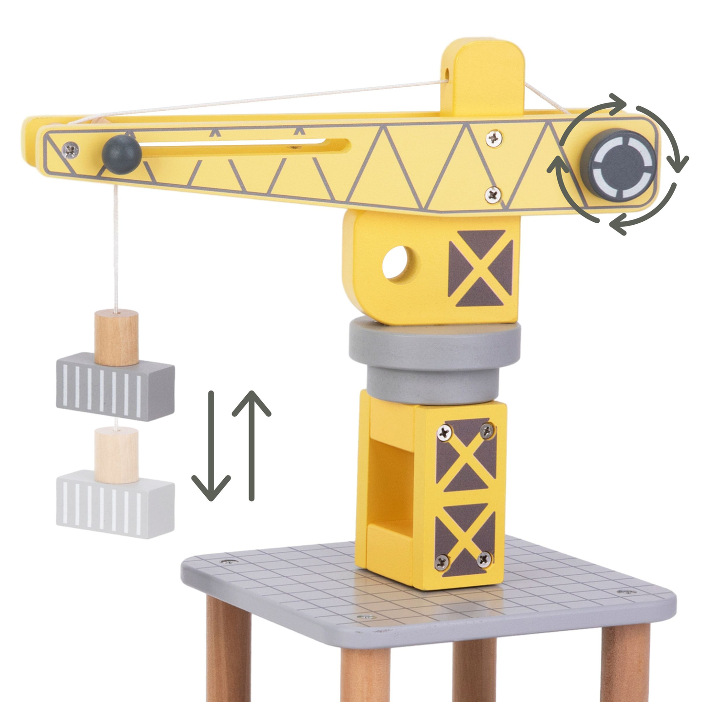 Mobilni pristaniški žerjav z magnetnim vitlom in dodatki - lesen komplet