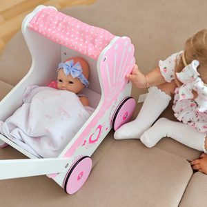 Leseni voziček za lutke