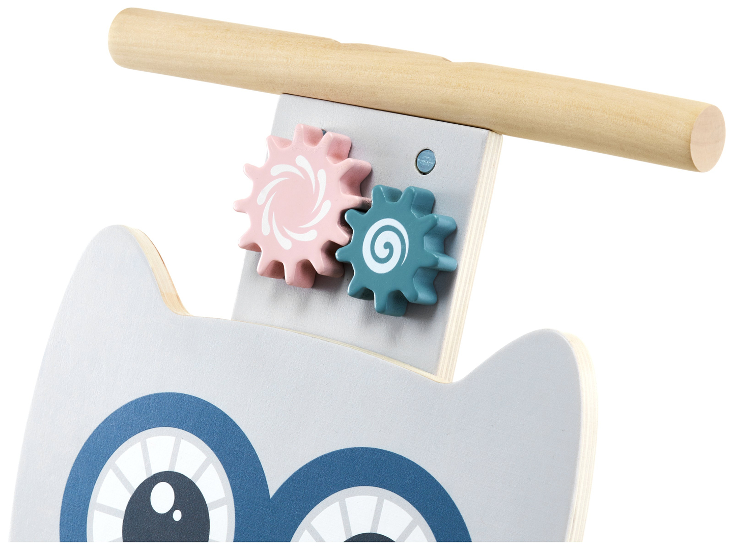 Leseni večnamenski sprehajalnik - tlačilka - voziček z bloki - Sova