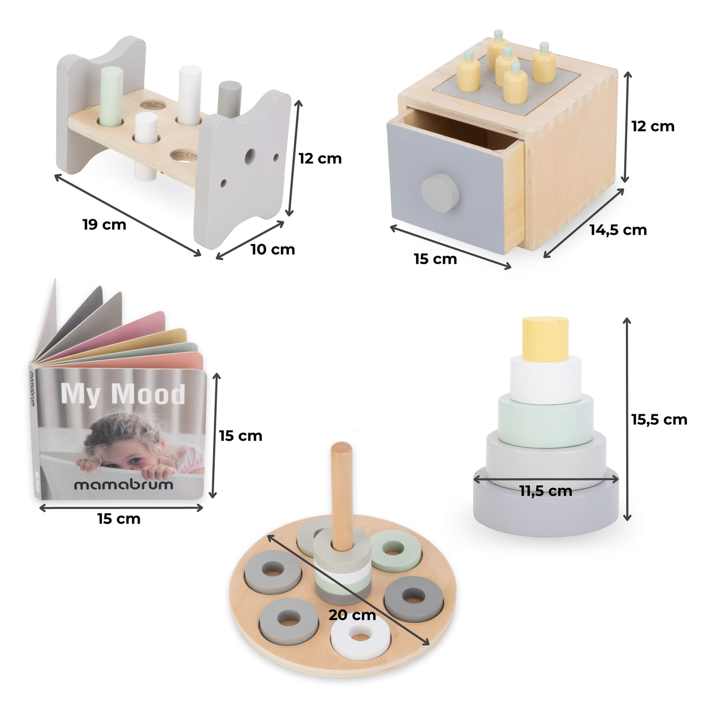 Montessori izobraževalna škatla za majhne otroke - 6 igrač