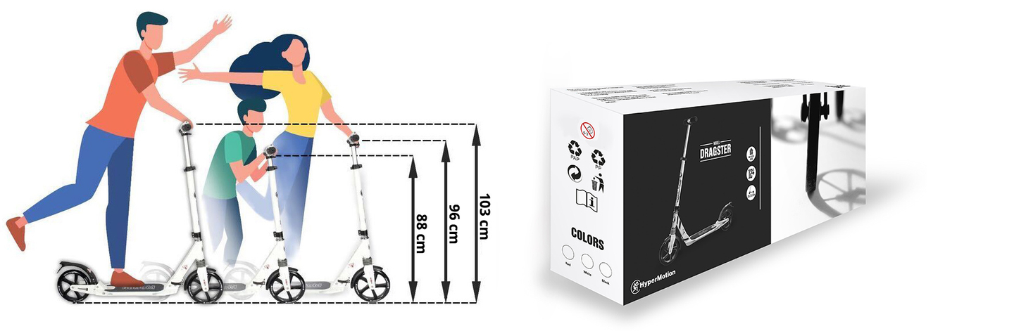 HyperMotion DRAGSTER mestni skuter Black