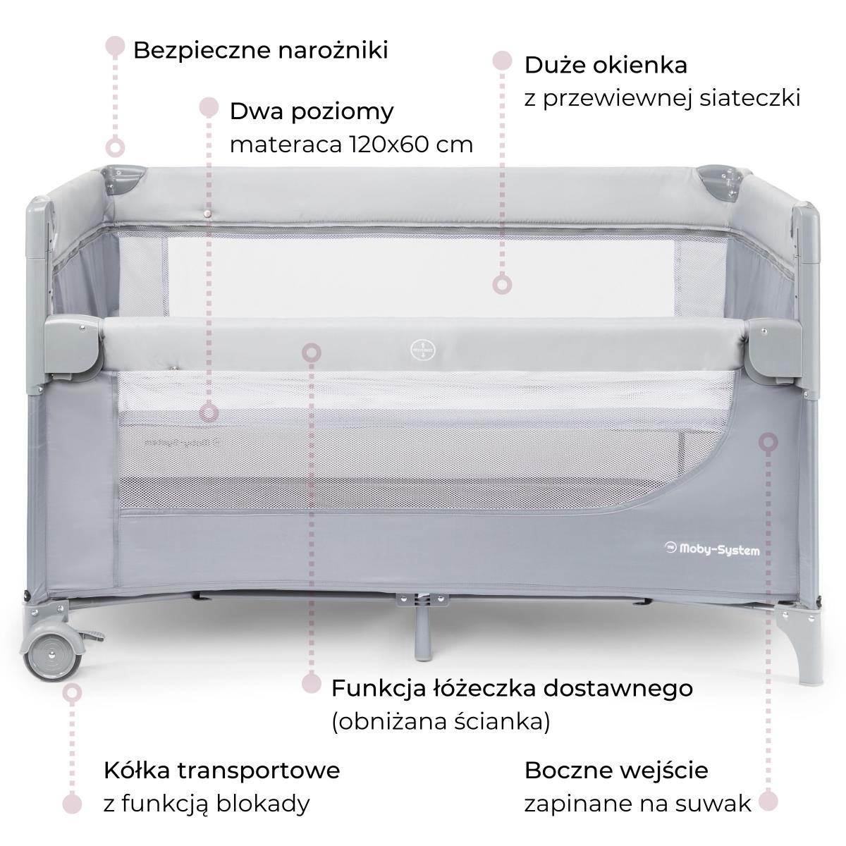Tesno prenosna otroška posteljica 3 v 1 s previjalno mizo, vzmetnico in torbo za prenašanje