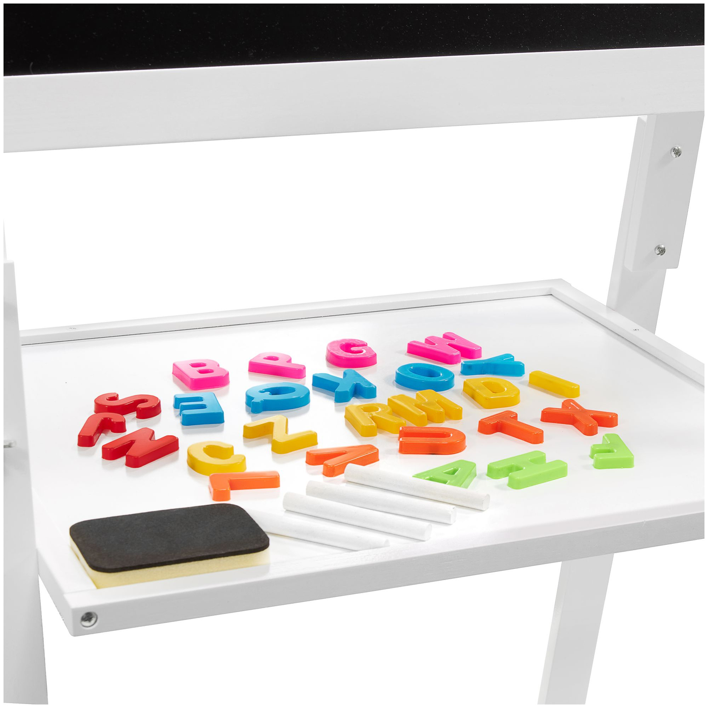 Izobraževalna dvostranska tabla: magnetna in kredna - suho brisanje, lesena, za otroke, zložljiva