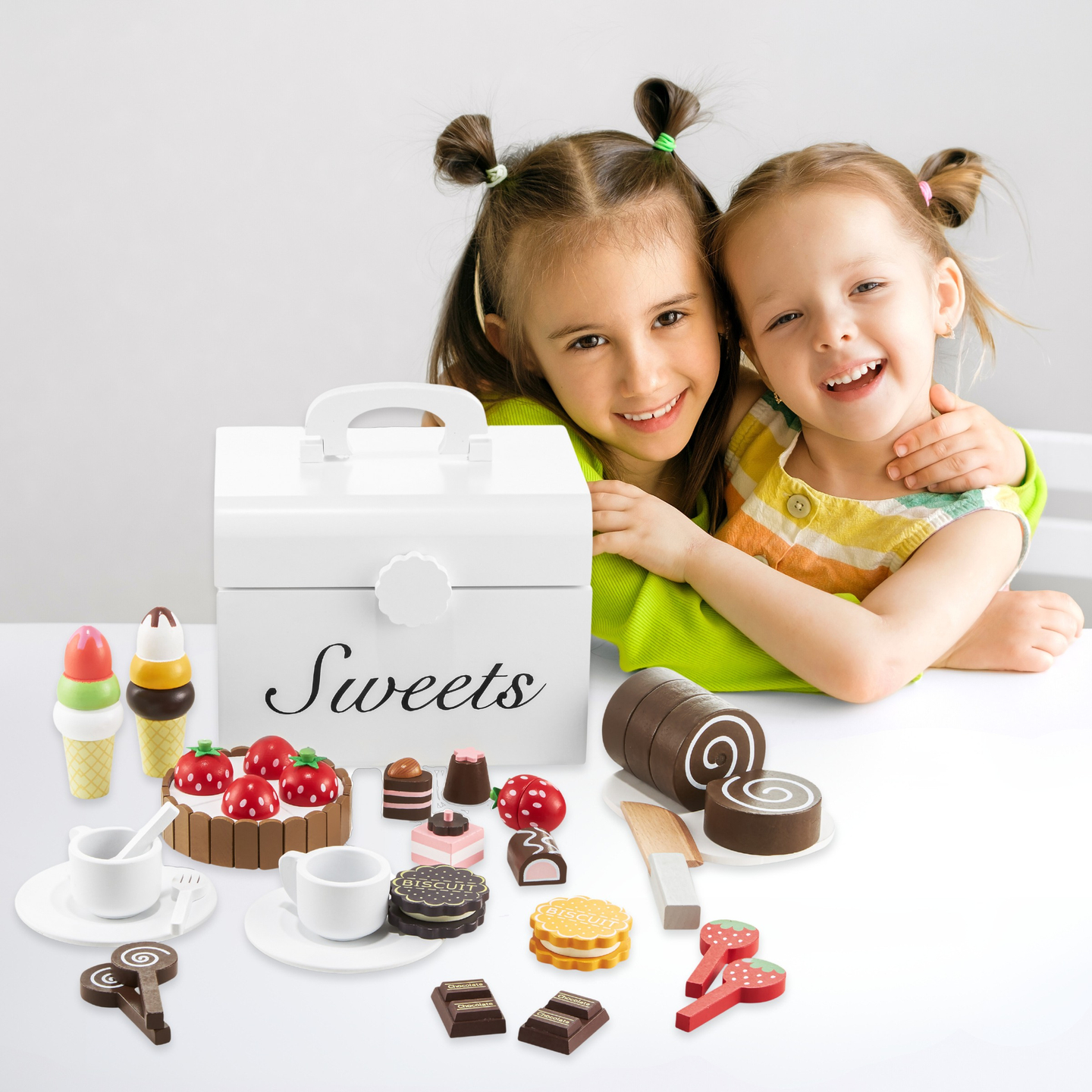 Lesena škatla za rezanje bonbonov, sladka trgovina