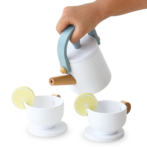 Velik lesen čajni set s pladnjem - 17 kosov