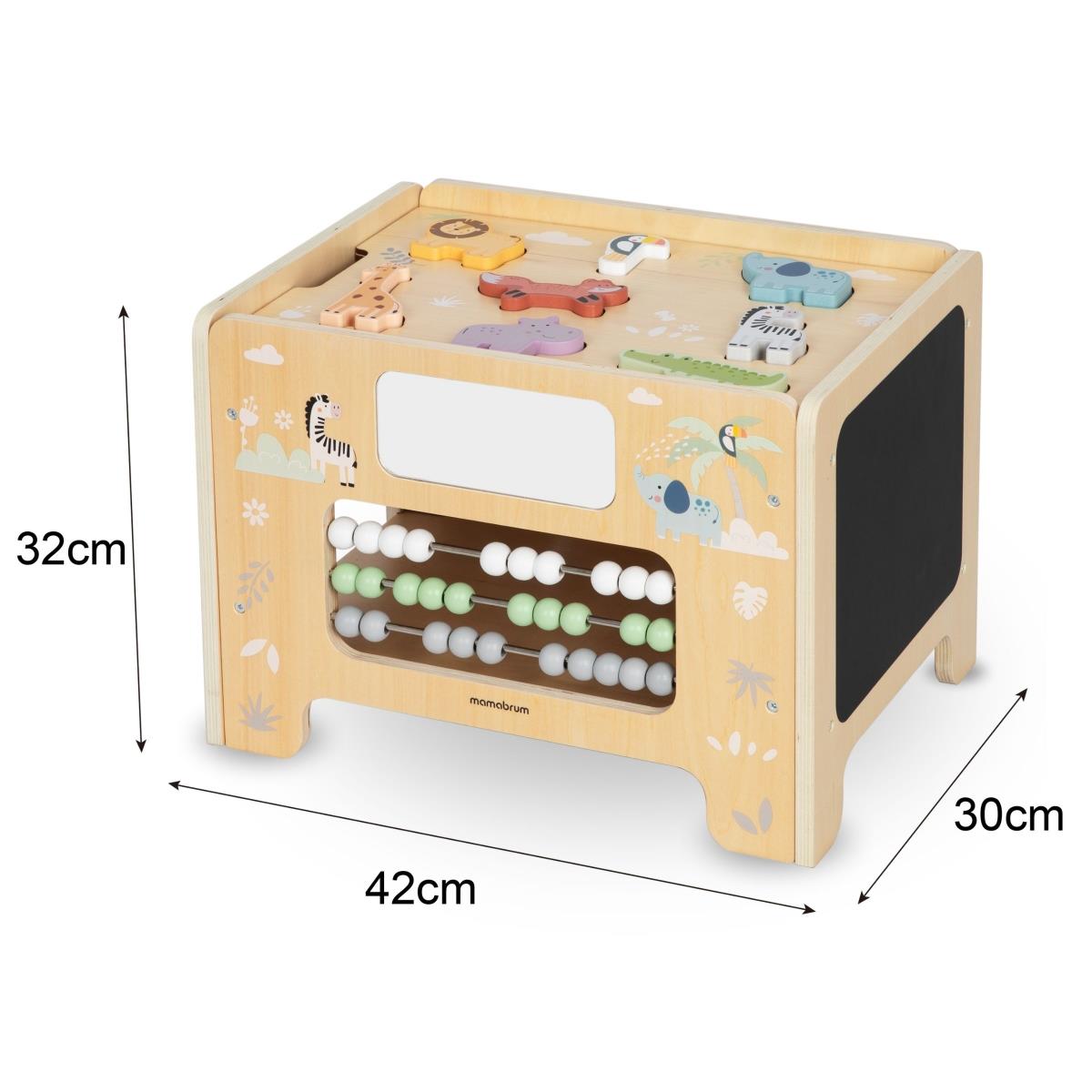Lesena manipulativna škatla - Montessori tabla s figurami živali in sedežem