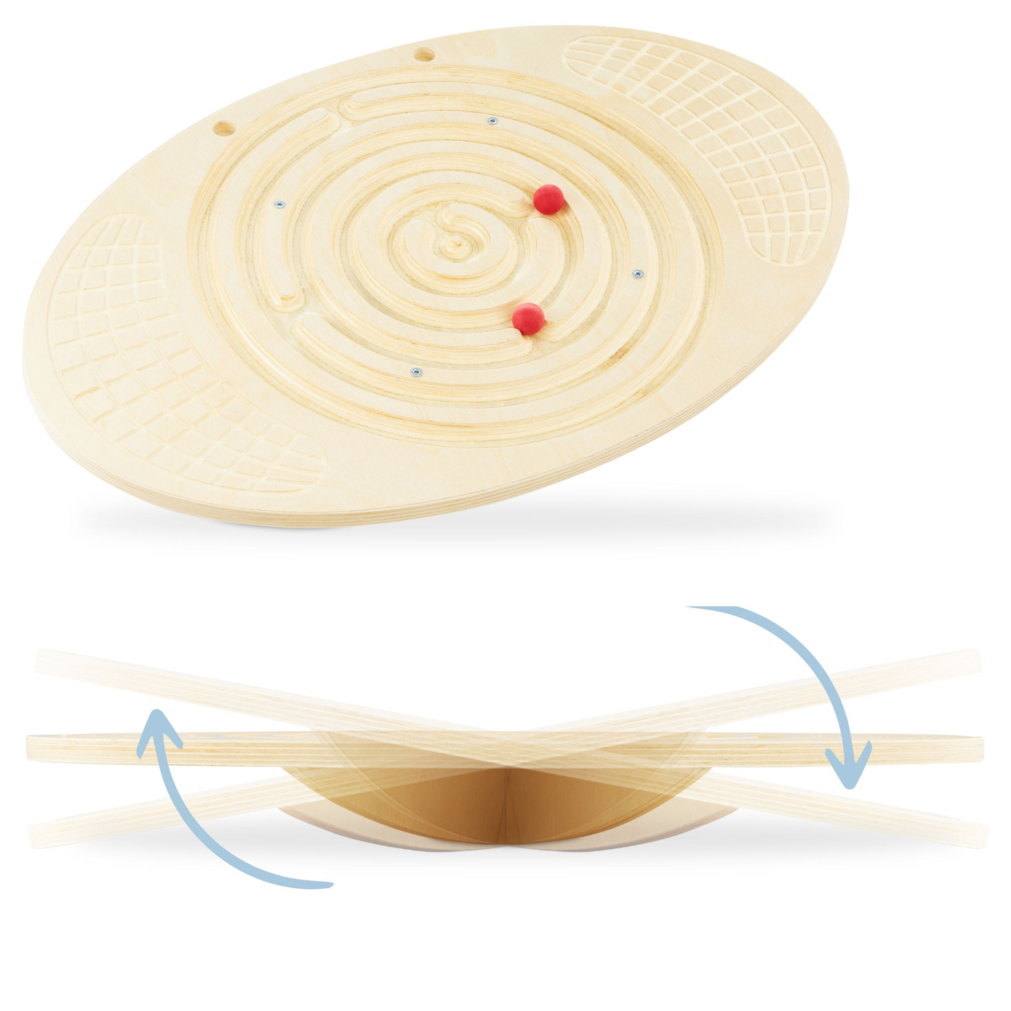 Lesena ravnotežna deska z labirintom in žogicami - ravnotežna gugalnica