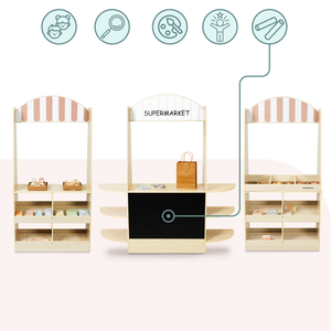 Velika lesena otroška trgovina s tablo - 91 kosov za zabavno nakupovanje!