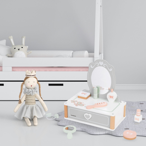 Lesena otroška toaletna mizica z dodatki