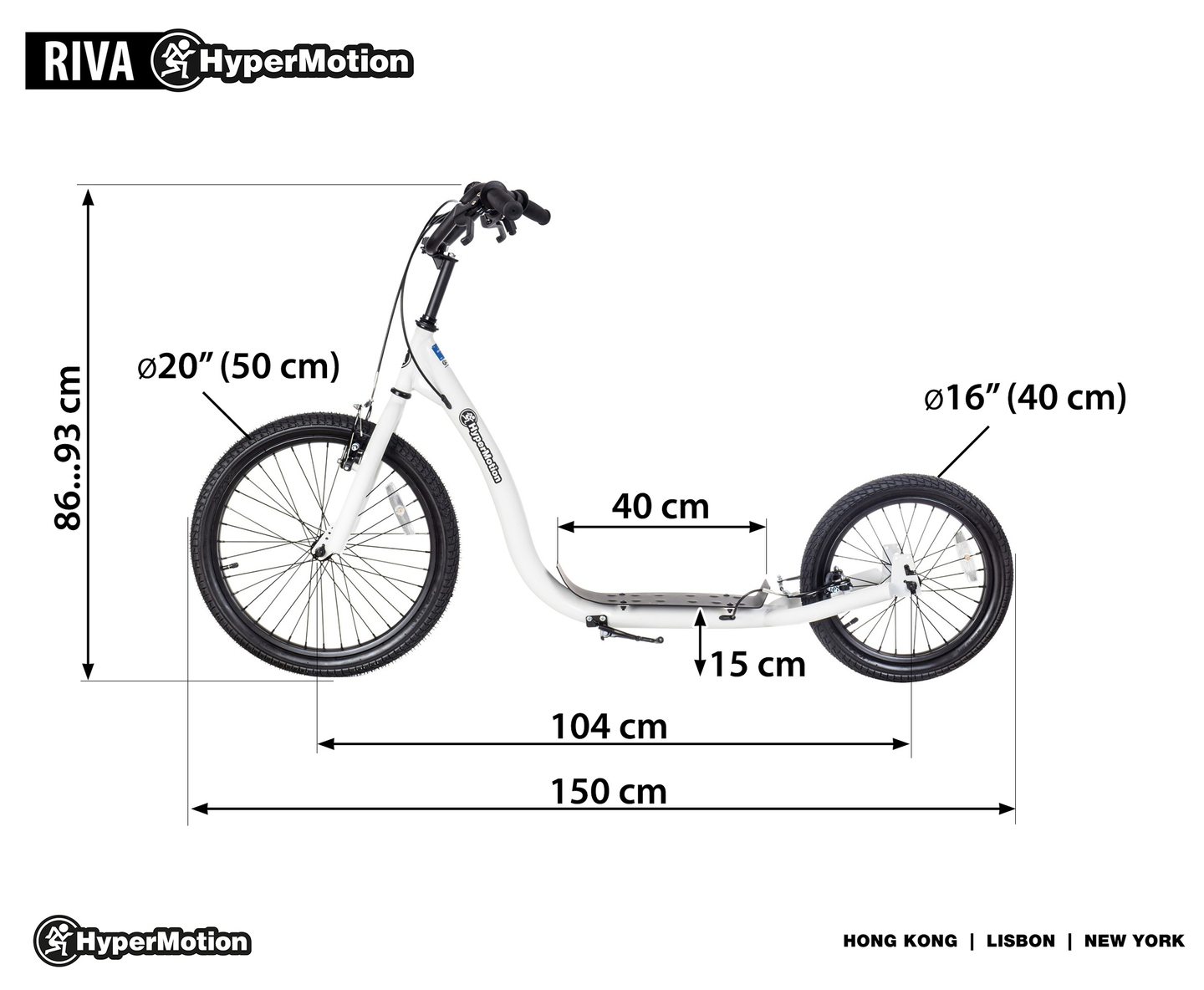Mestni skuter HyperMotion RIVA z napihljivimi kolesi 50 cm in 40 cm