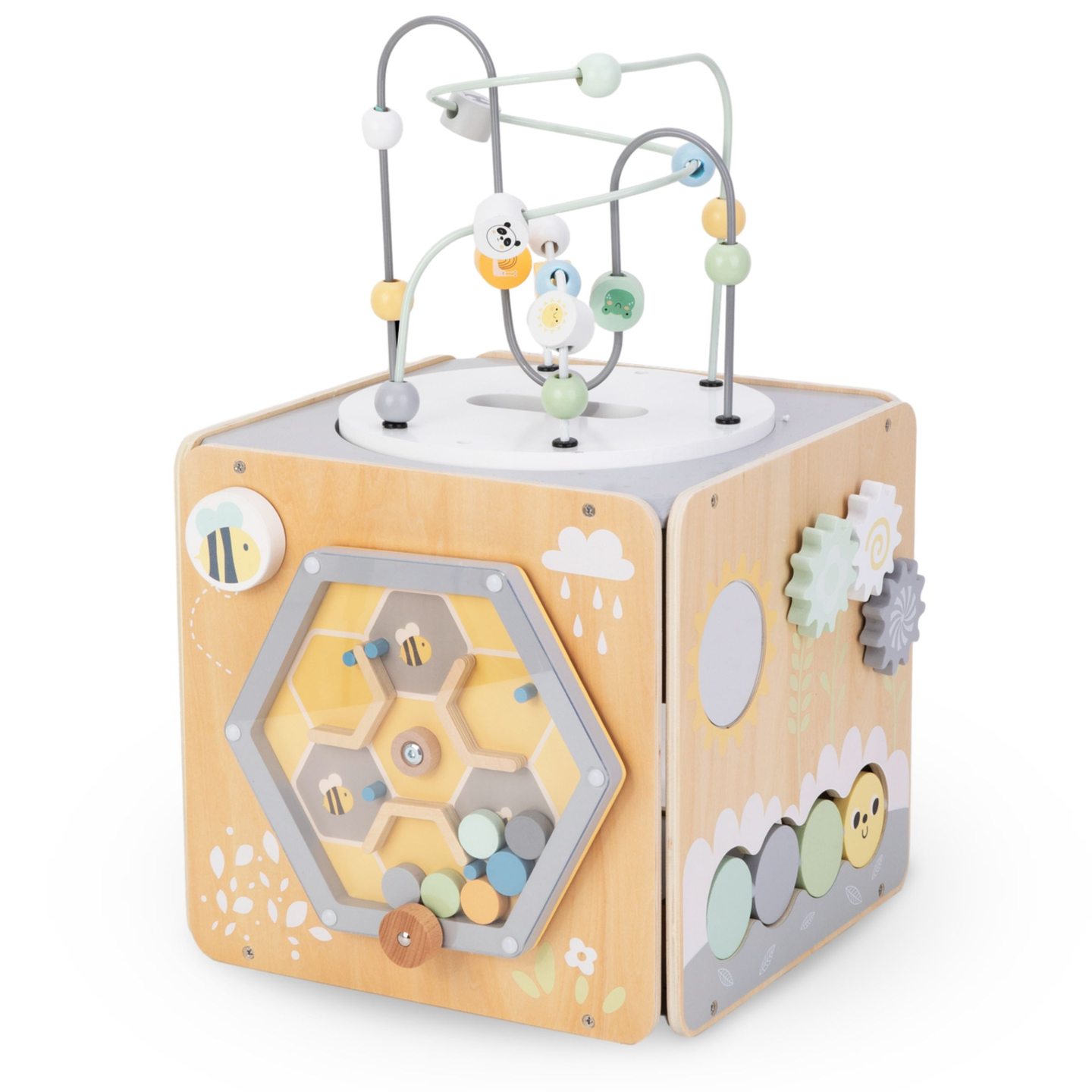 Velika lesena kocka z zanko - Montessori