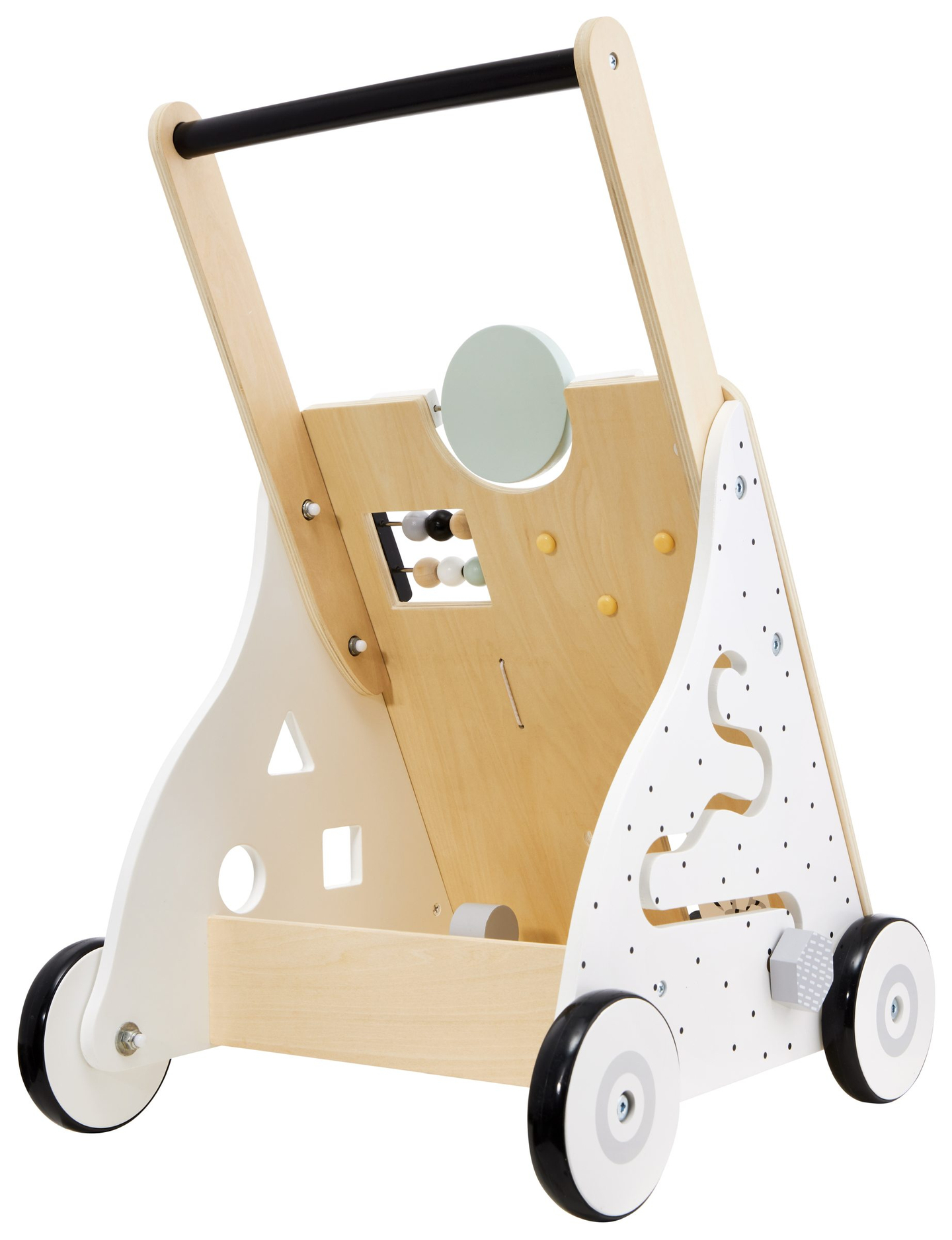 Lesena, izobraževalna otroška hojica / voziček - manipulativna tabla