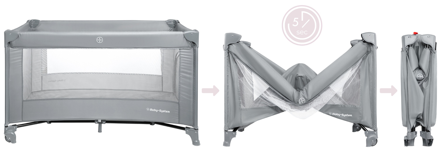 Potovalna posteljica Happy Traveller BASIC - siva