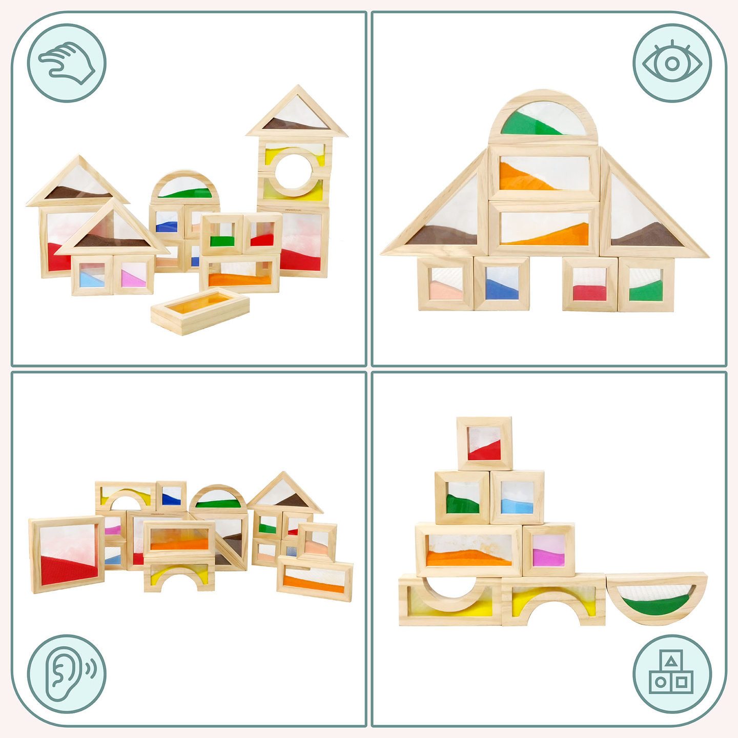 Leseni senzorični bloki - 18 kosov