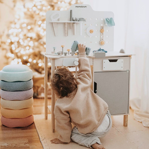 XXL Velika lesena delavnica z orodjem - set za domače mojstre, 74 elementov