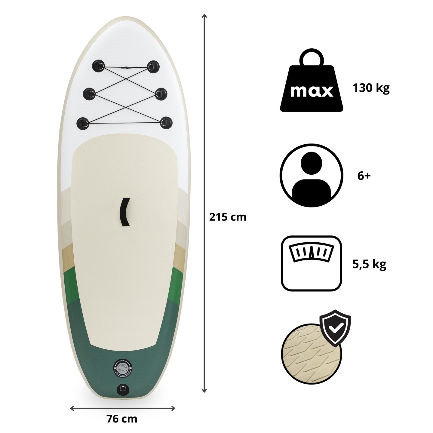 Napihljiva SUP deska za otroke Stand Up Paddle 215cm z veslom - HyperMotion WAVE BOOST 215