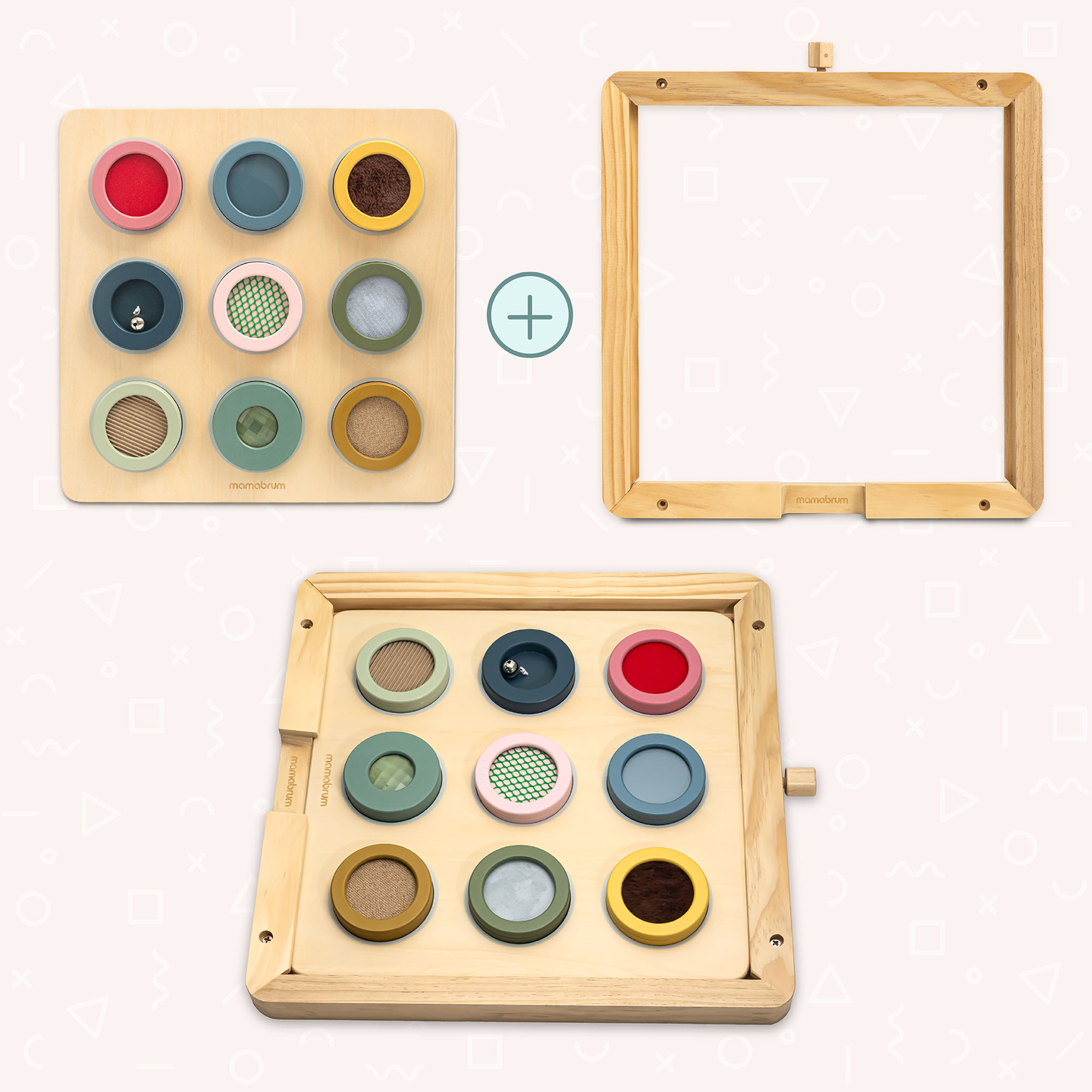 Lesena senzorična tabla Montessori – 9 tekstur za odkrivanje in razvoj dotika