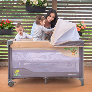 Potovalna posteljica 0 - 36 m s previjalno mizo + ograja Moby-System HUXLEY