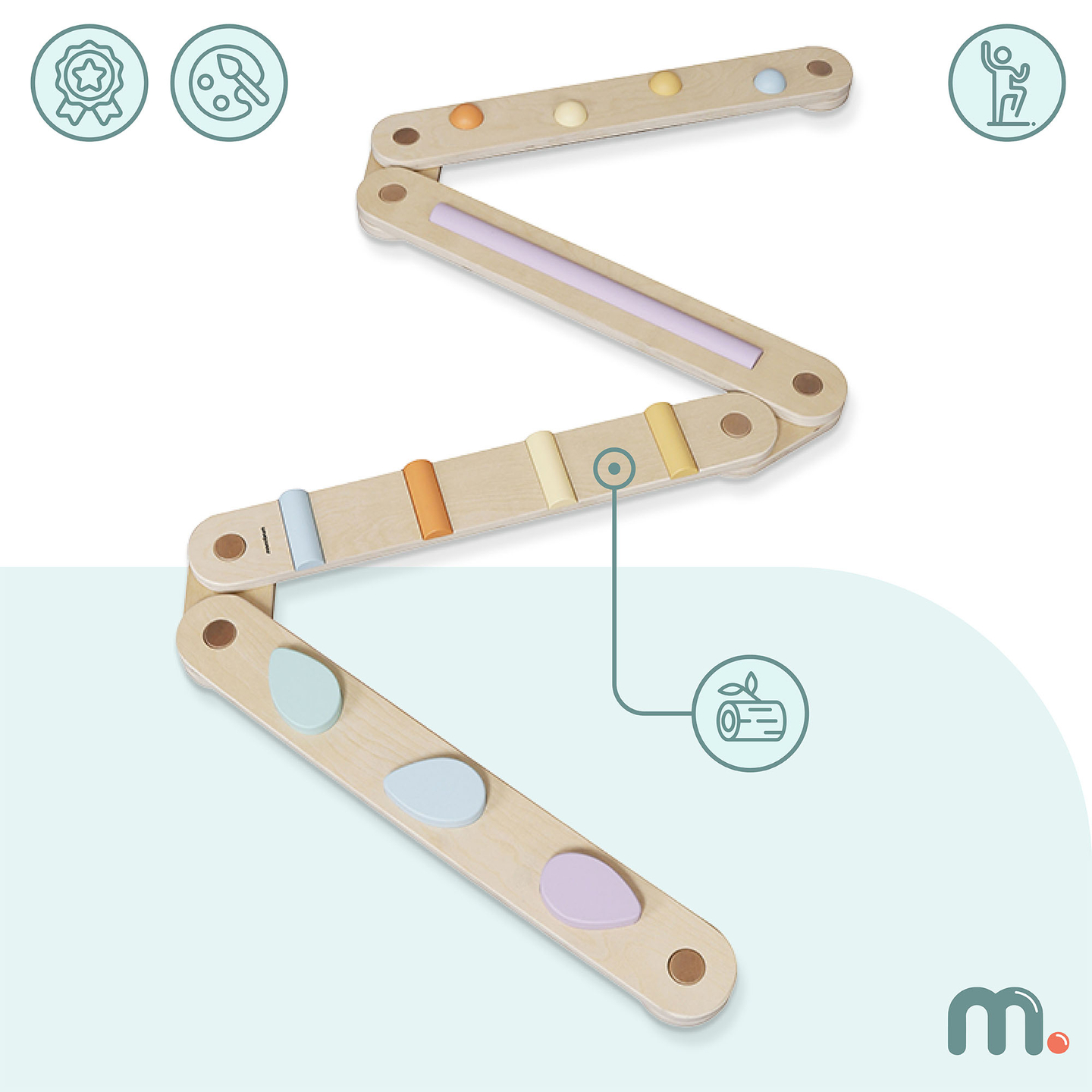 Velika lesena senzorična pot - steza za ravnotežje - 9 elementov