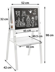Izobraževalna dvostranska tabla: magnetna in kredna - suho brisanje, lesena, za otroke, zložljiva