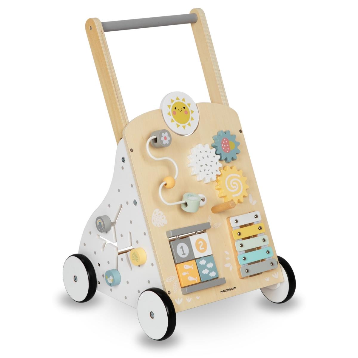 Izobraževalna lesena hodulja 8v1 / potiskalnik za dojenčke - manipulativna tabla