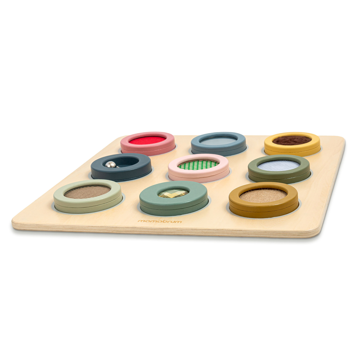 Lesena senzorična tabla Montessori – 9 tekstur za odkrivanje in razvoj dotika