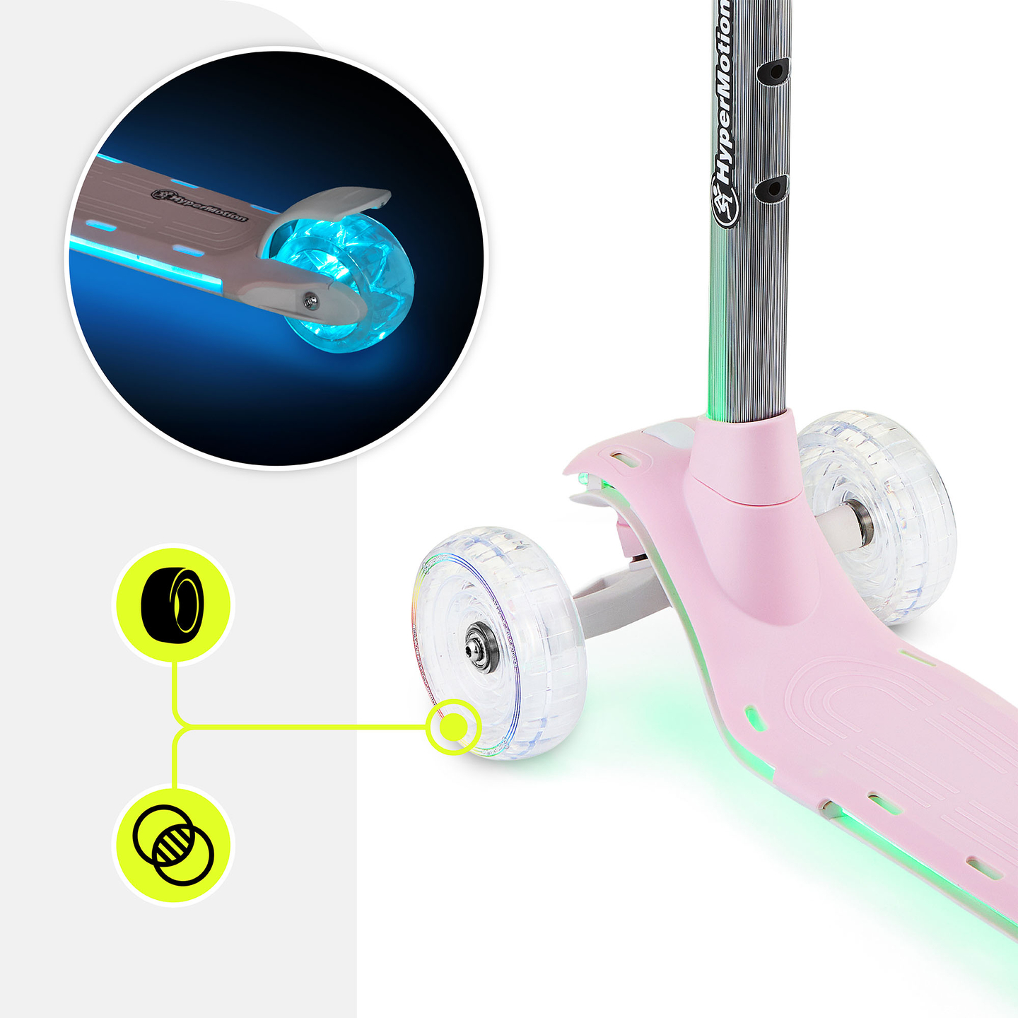 HyperMotion BECKY balansirni skiro - RGB LED osvetlitev, roza